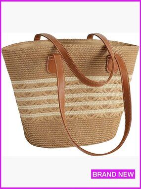 Woven Straw Tote Bag Large Shoulder Purses Summer Beach Handbags